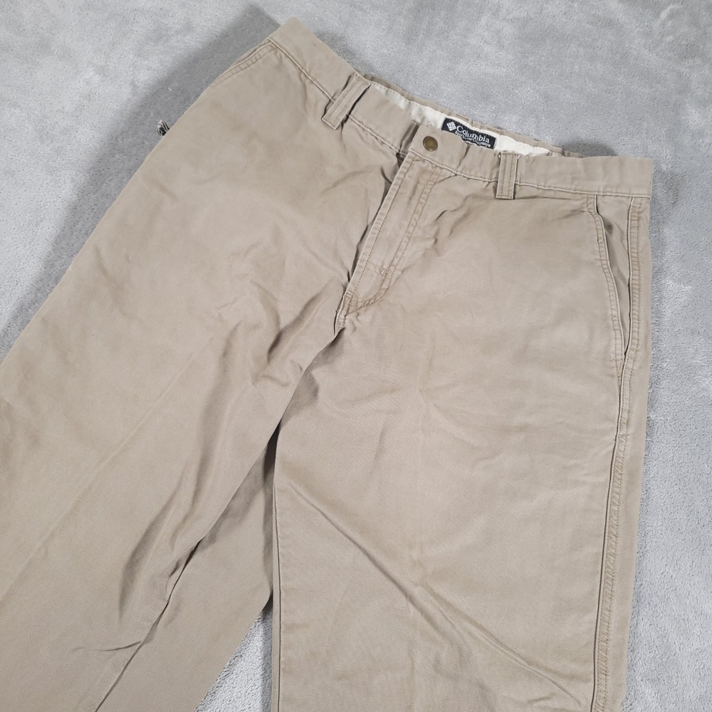 Columbia ROC Pants Mens 34 Khaki Canvas Utility Hiking Outdoor Chino AM8142